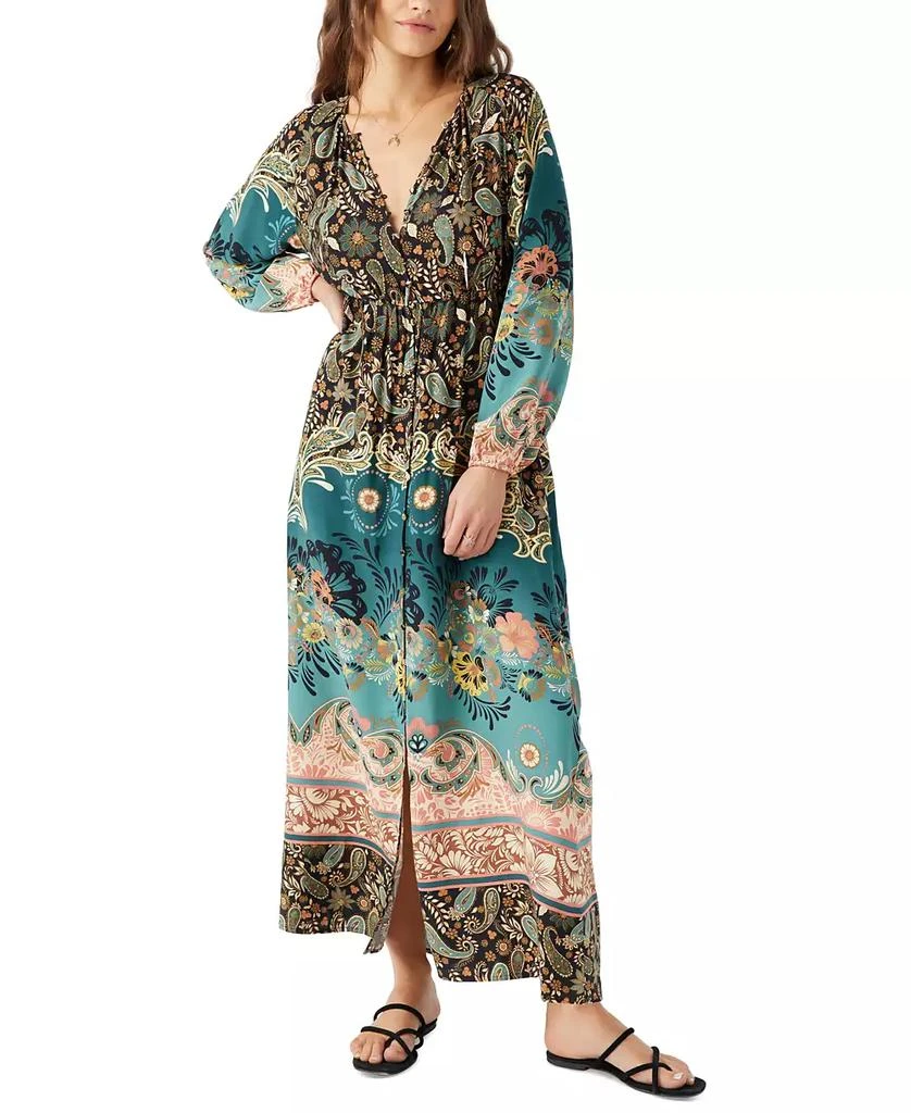 O'Neill Juniors' Weslynn Printed Blouson-Sleeve Maxi Dress 1
