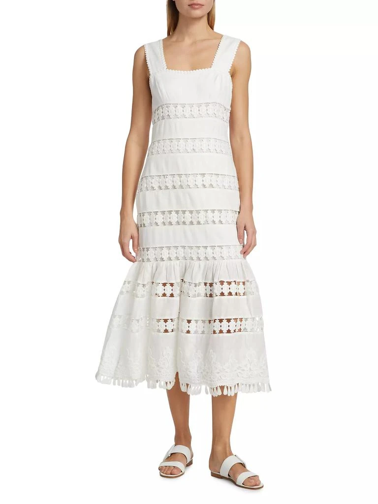 Zimmermann Pop Linen Lace Paneled Midi-Dress 3