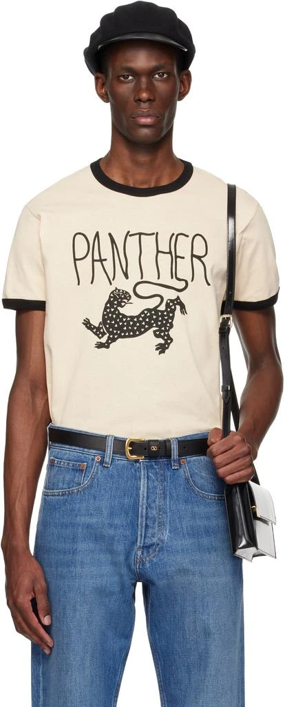 Valentino Off-White Cotton 'Panther' Print T-shirt
