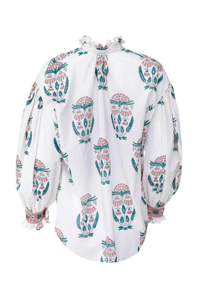Alix of Bohemia Poet Blouse In Conch Print White-Multi 4