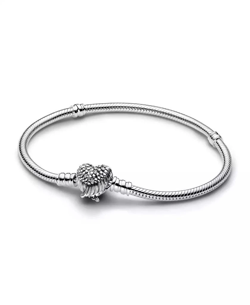 PANDORA Sterling Silver Heart Wings Clasp Snake Chain Bracelet 1
