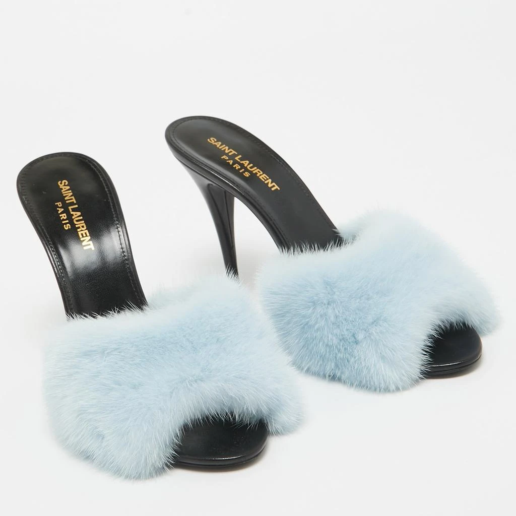 Yves Saint Laurent Saint Laurent Blue Mink Fur Roy Slide Sandals Size 39 4
