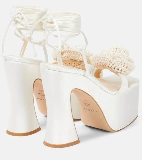 Magda Butrym Floral-appliqué satin platform sandals 3