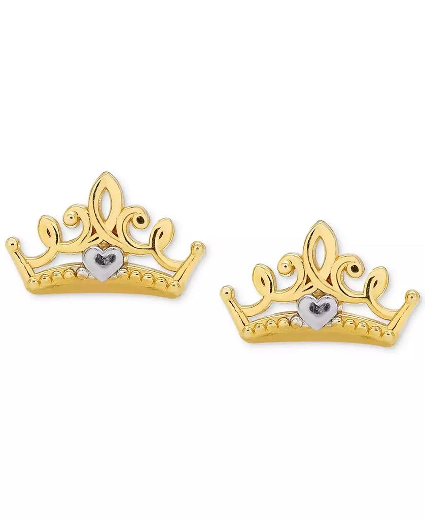 Disney Children's Princess Crown Stud Earrings in 14k Gold 1
