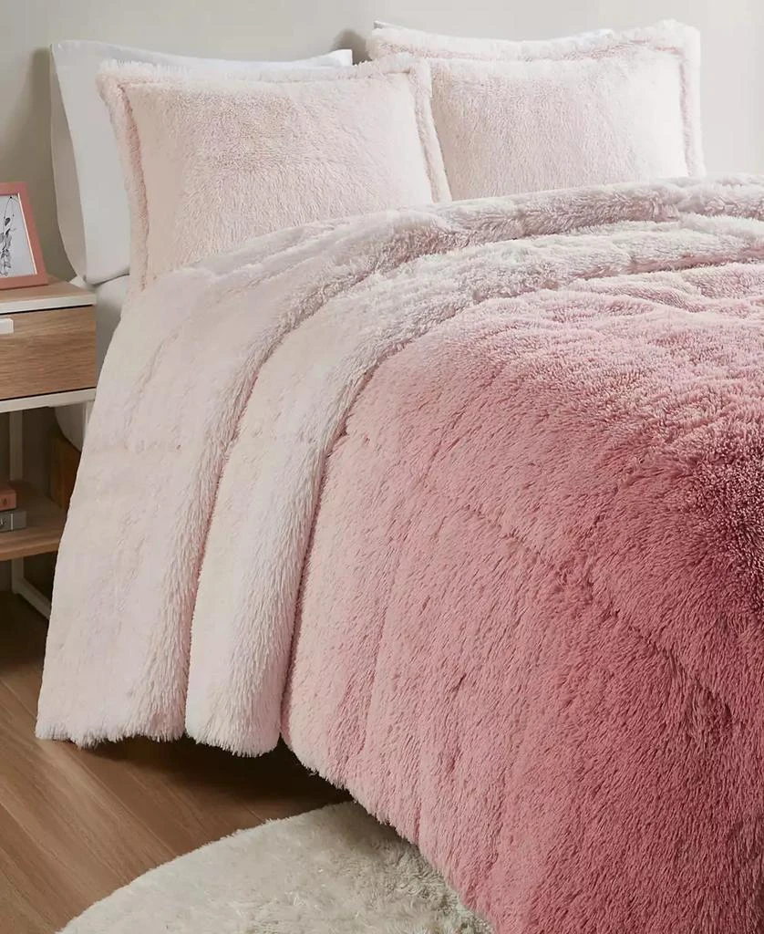 Macy's Brielle Ombre Shaggy Faux Fur 3-Pc. Comforter Set 4