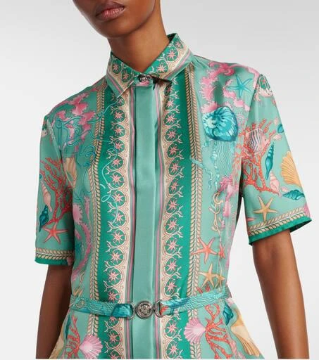 Versace Underwater Barocco silk twill shirt dress 4