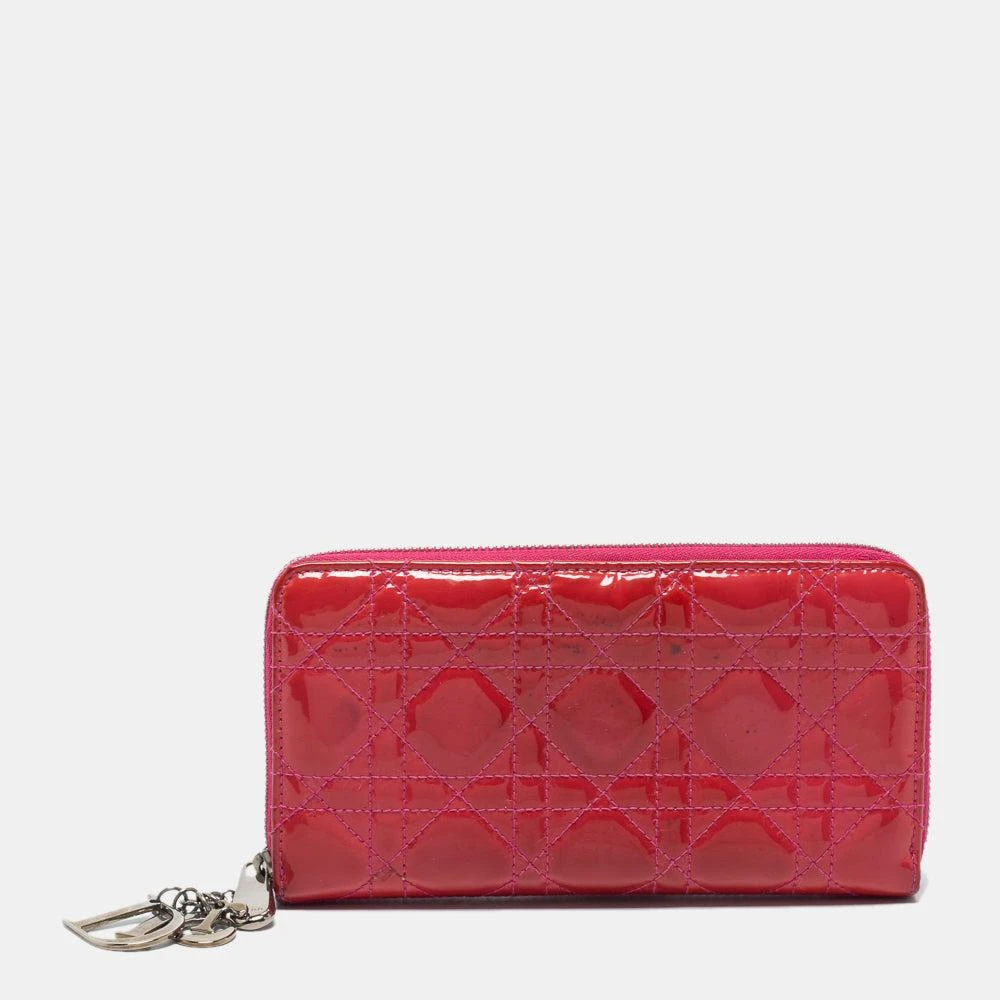 Dior Pink Patent Leather Lady  Zip Around Wallet 1