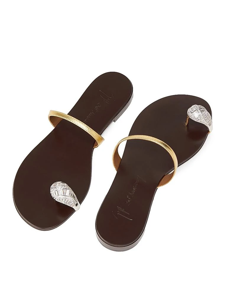 Giuseppe Zanotti 30th Anniversary Crystal-Embellished Toe Ring Metallic Leather Sandals 4