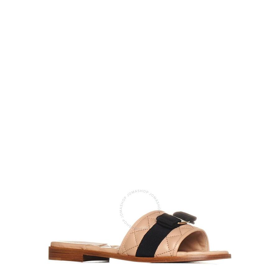 Salvatore Ferragamo Vara Bow Quilted Nappa Slide Sandals