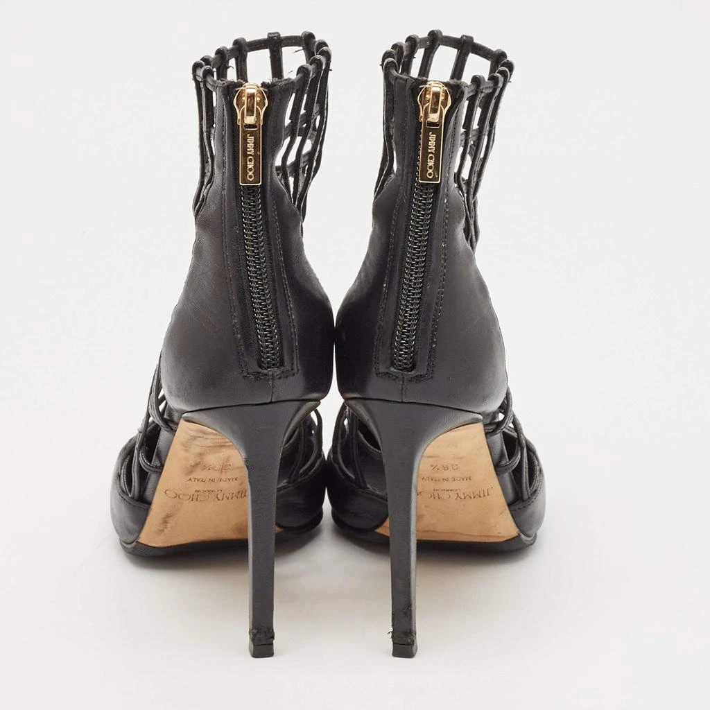 Jimmy Choo Jimmy Choo Black Leather Sheldon Caged Ankle Length Boots Size 36.5 5
