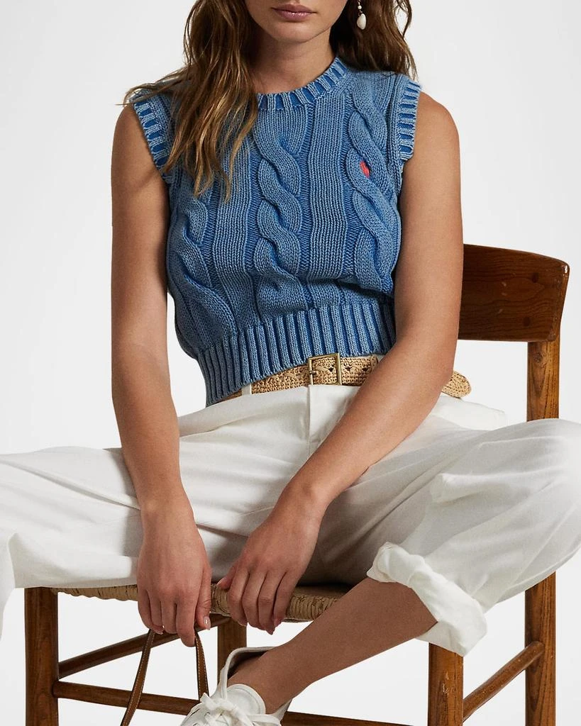 Ralph Lauren Cable-Knit Cotton Cropped Sweater Vest 5