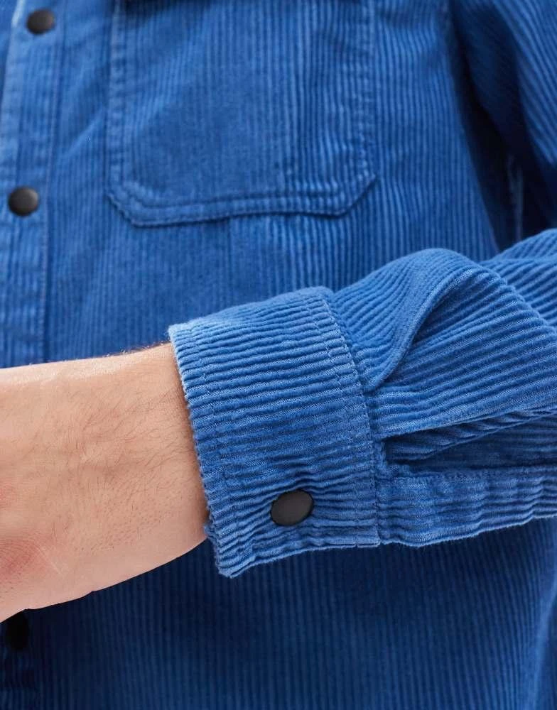 ASOS ASOS DESIGN cord overshirt with poppers in blue 3