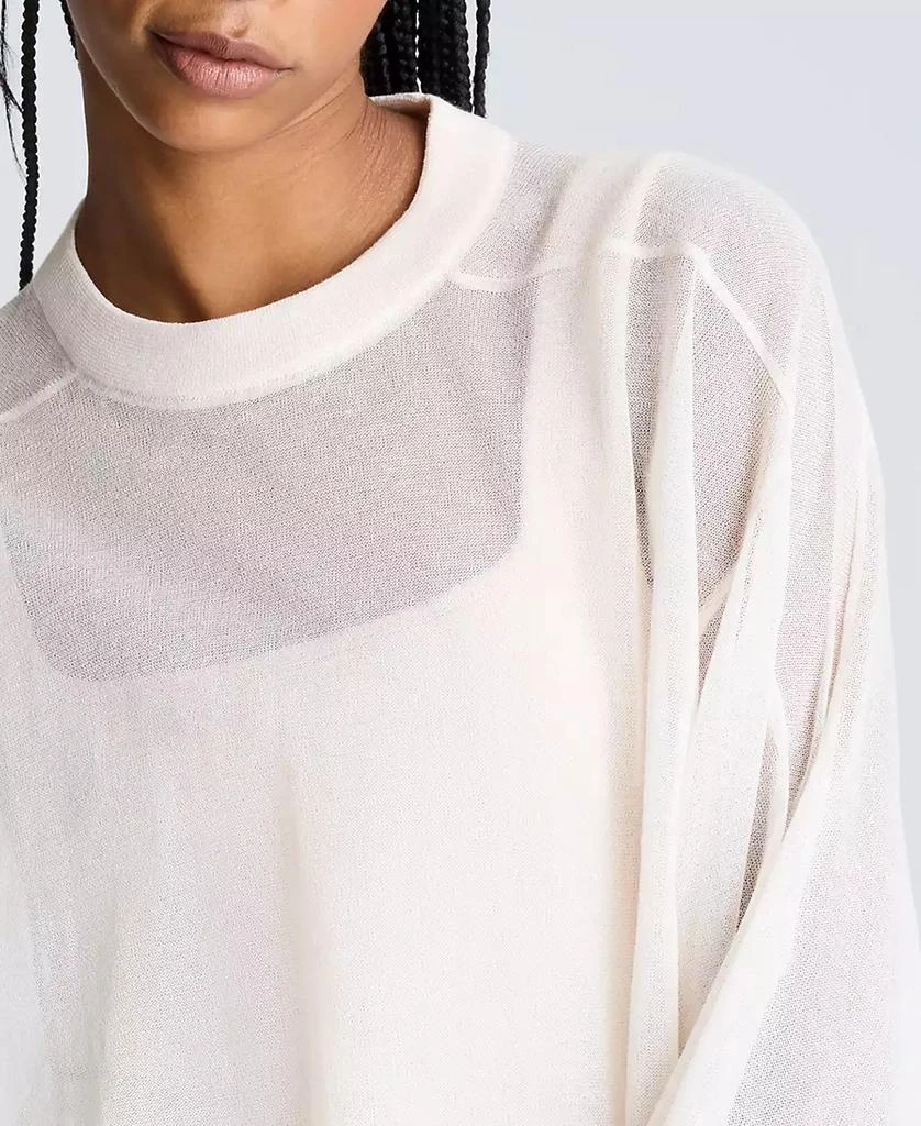 Kenneth Cole Women's Sheer Oversized Crewneck Pullover 4