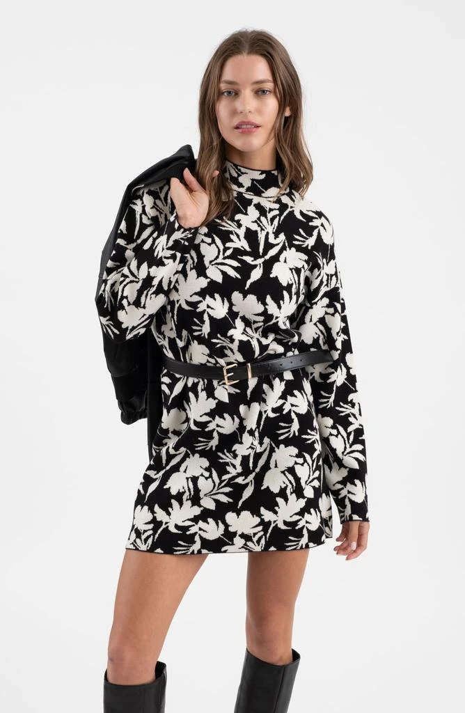Blu Pepper Floral Jacquard Long Sleeve Sweater Dress 6