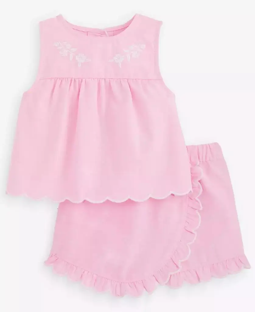 First Impressions Baby Girls' 3M-24M Cotton Scalloped Top & Skort, 2-Piece Set, Macy's Exclusive