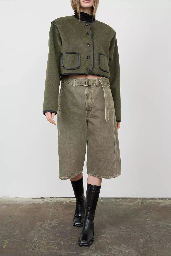 Moon River Moon River Button Front Collarless Cropped Jacket