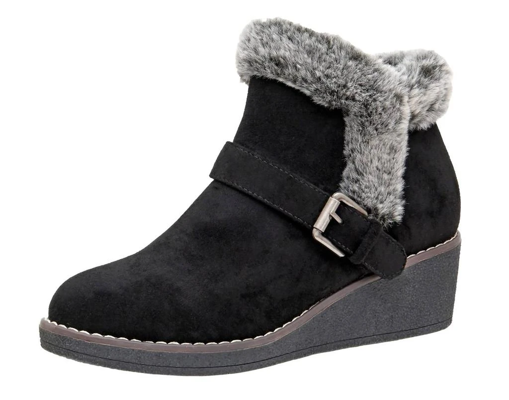 CUSHIONAIRE Women's Rhodes Faux Suede Winter Booties In Black 1