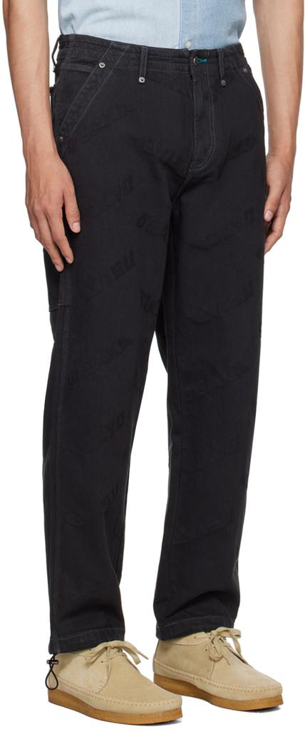 Evisu Black Seagull Cargo Pants