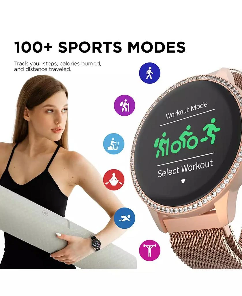 iTouch Sport 4 Unisex Rose Gold-Tone Mesh Bracelet Smartwatch 43.2mm 4