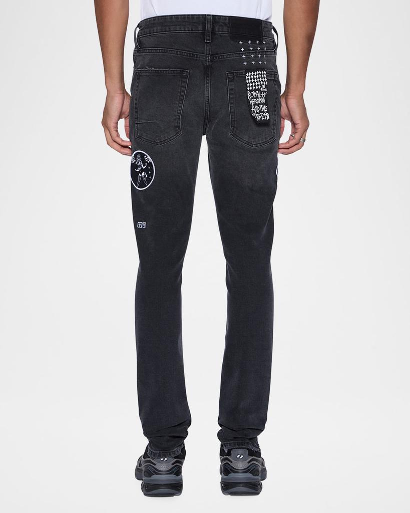 Ksubi Men's Van Winkle Roadhouse Black Patched Skinny Jeans