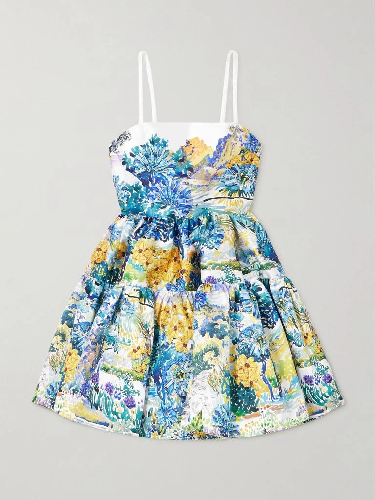 MARY KATRANTZOU Margot 层接式花卉印花纯棉罗缎迷你连衣裙 1
