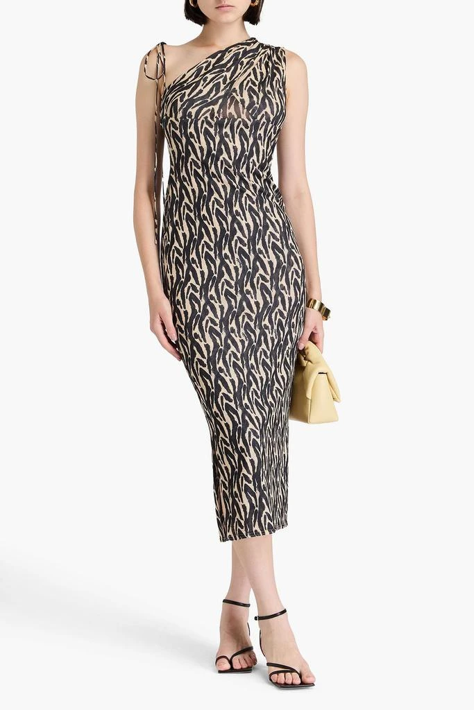 Nanushka One-shoulder leopard-print jersey midi dress 2