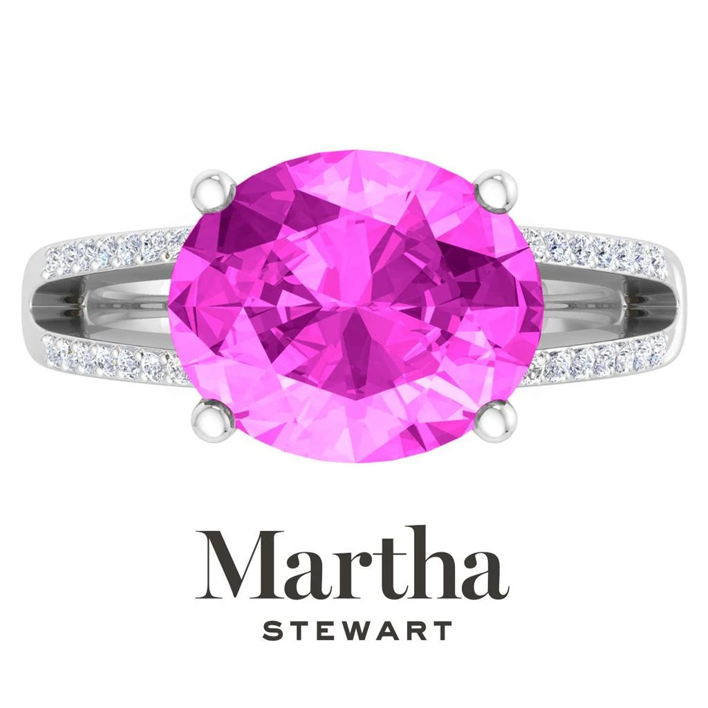 Martha Stewart 4 1/2 Carat Oval Shape Gemstone Ring with Lab Grown Diamonds in Sterling Silver, Choose Your Gemstone 7