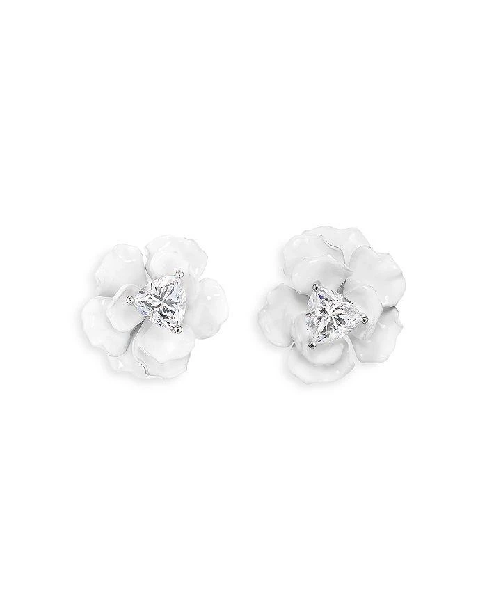 Anabela Chan Simulated Diamond & Enamel Snowflower Rose Stud Earrings 1