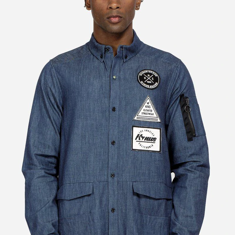 Konus Men's Essential Chambray Button Down Shirt In Indigo 2