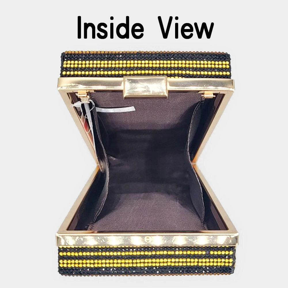 FASHNZFAB Bling Dollar Sign Chocolate Vertical Clutch Bag 2