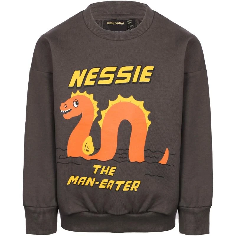 Mini Rodini Nessie the man eater long sleeve sweatshirts and long sleeved t shirt set in pink and dark brown 2