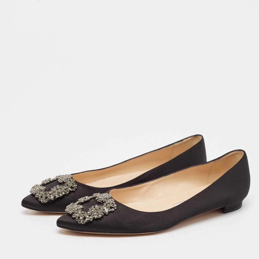 Manolo Blahnik Manolo Blahnik Black Satin Hangisi Ballet Flats Size 37.5 2