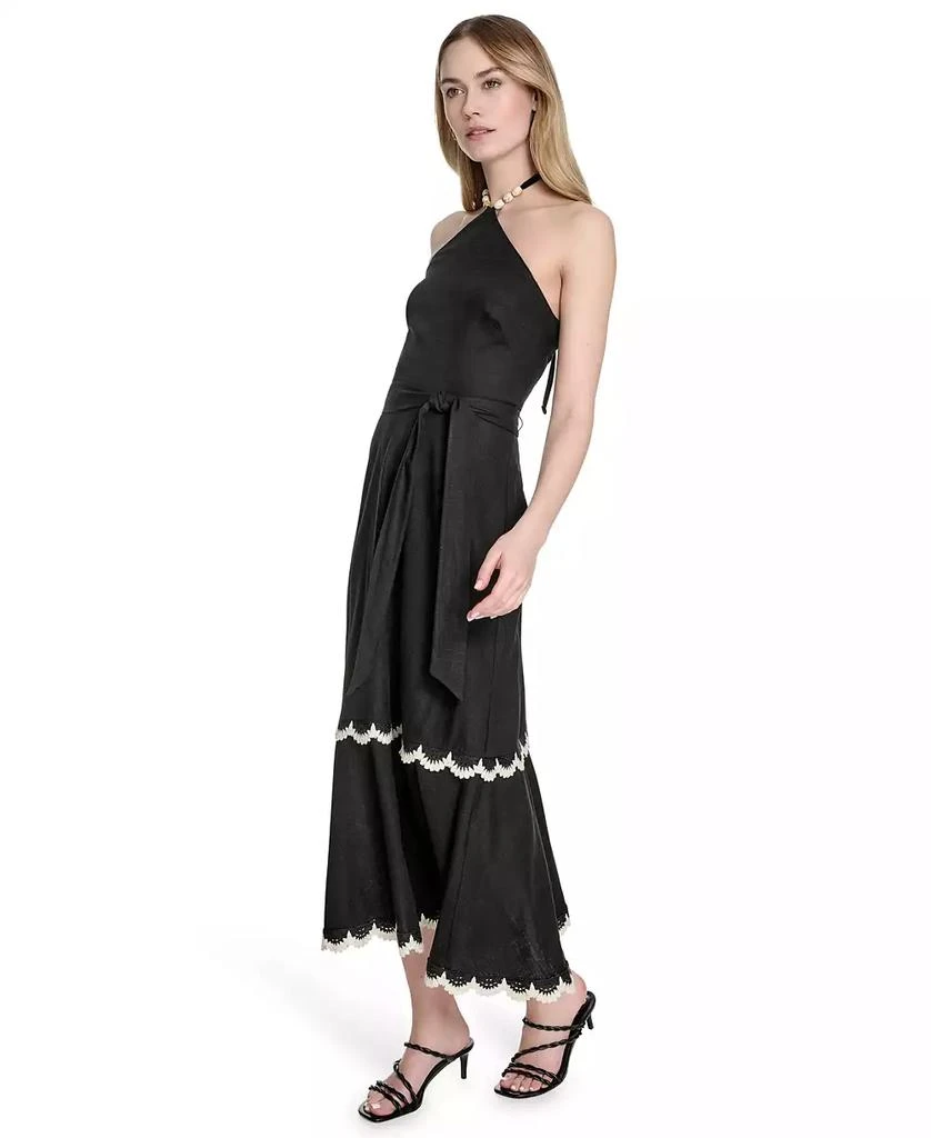 Eliza J Women's Beaded-Strap Contrast-Trim Halter Midi Dress 2