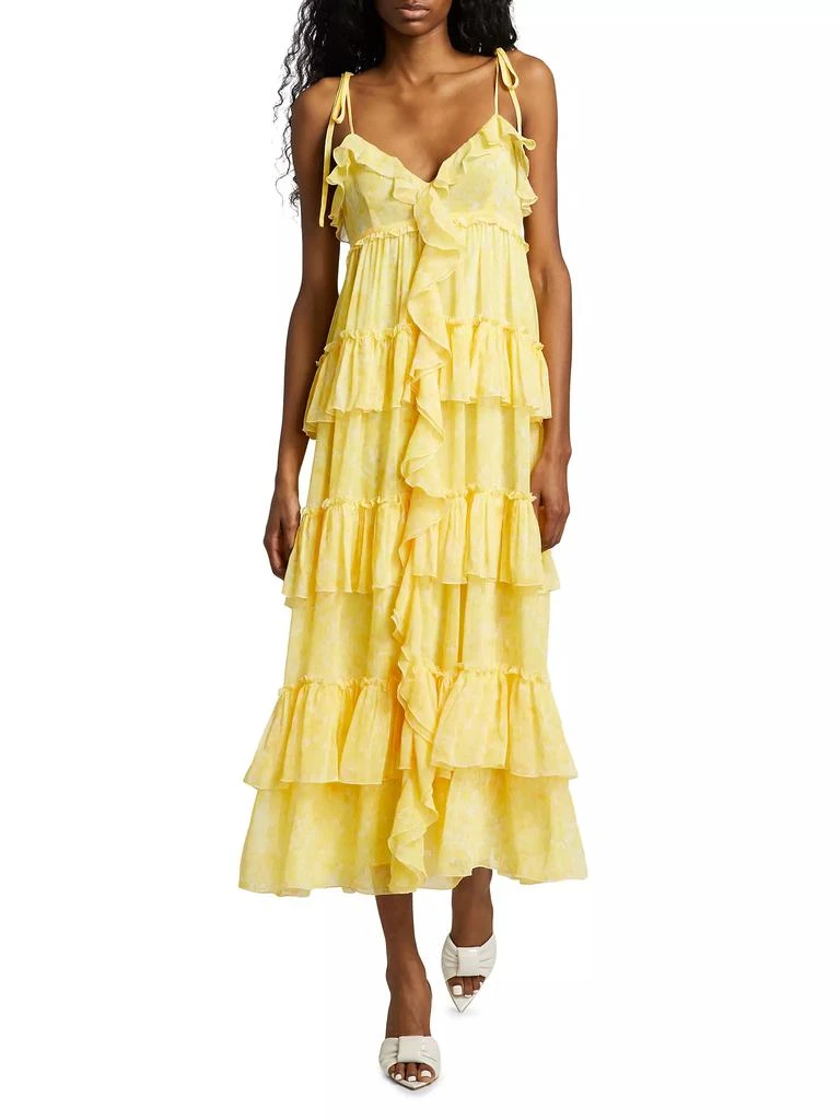 Cinq à Sept Fadrid Ruffle Chiffon Tiered Midi-Dress 3