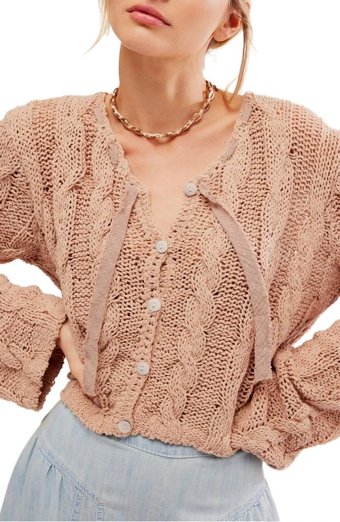 Free People Robyn Cotton Blend Crop Cardigan 3