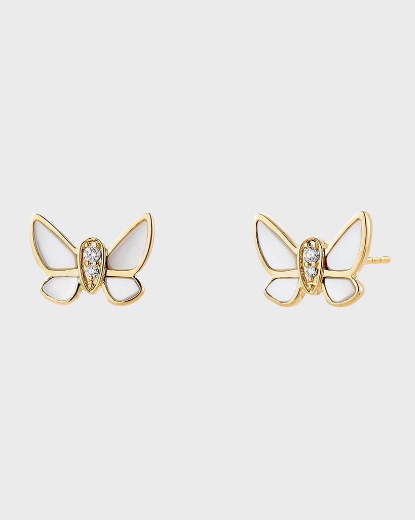 Syna Mother-Of-Pearl Diamond Butterfly Stud Earrings