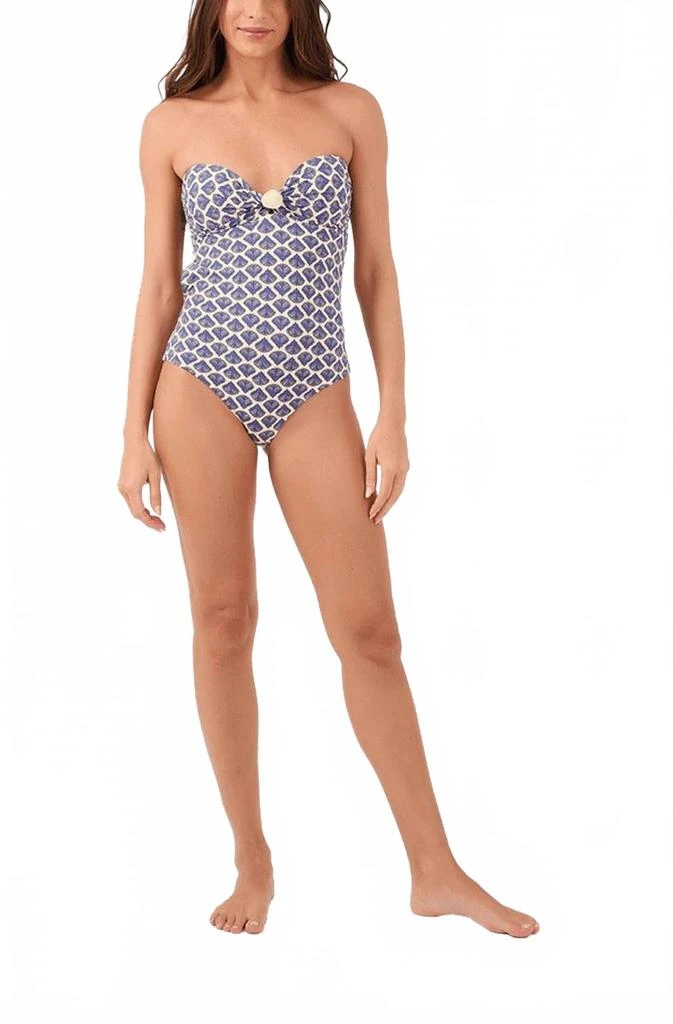 dress to Strapless One Piece Swimsuit In Shell Print 1