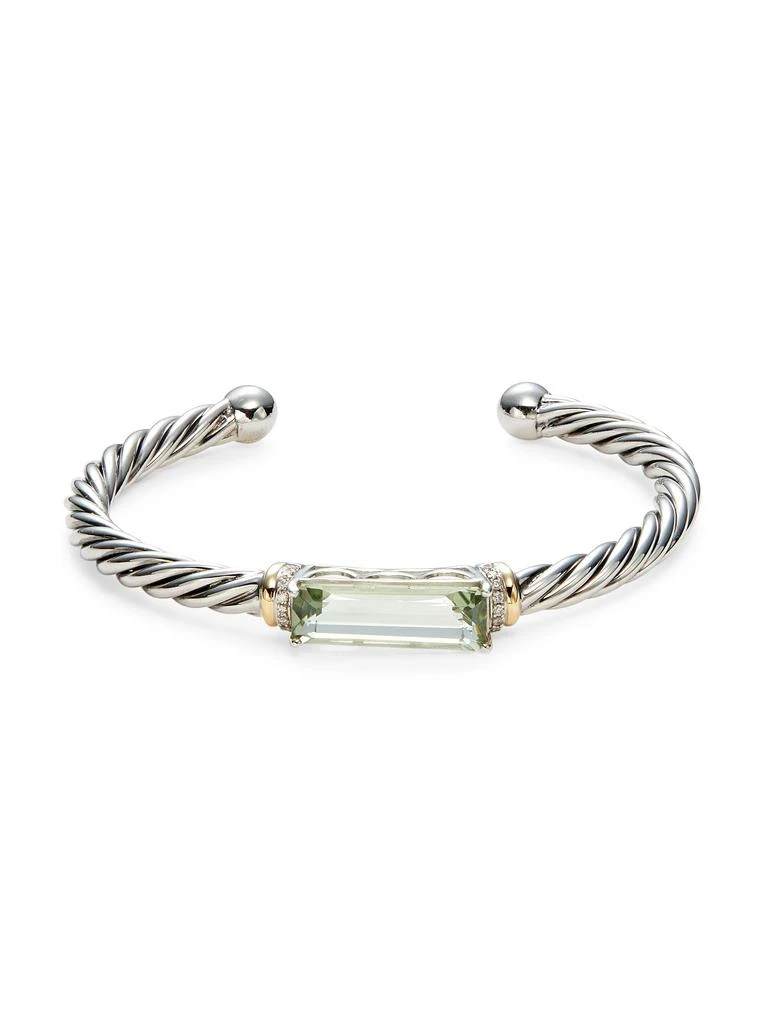 Effy 18K Two Tone, Green Amethyst & Diamond Bracelet