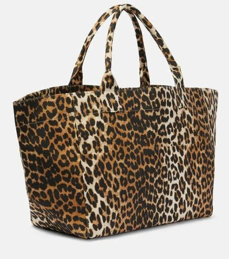 Ganni Leopard-print canvas tote bag 4