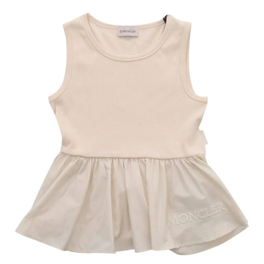 Moncler Moncler Girls Cotton-Blend Peplum Top, Size 10Y