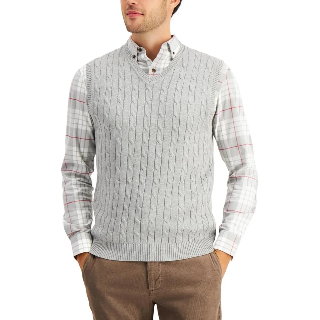 Tasso Elba Mens Cable Knit V-Neck Sweater Vest 2
