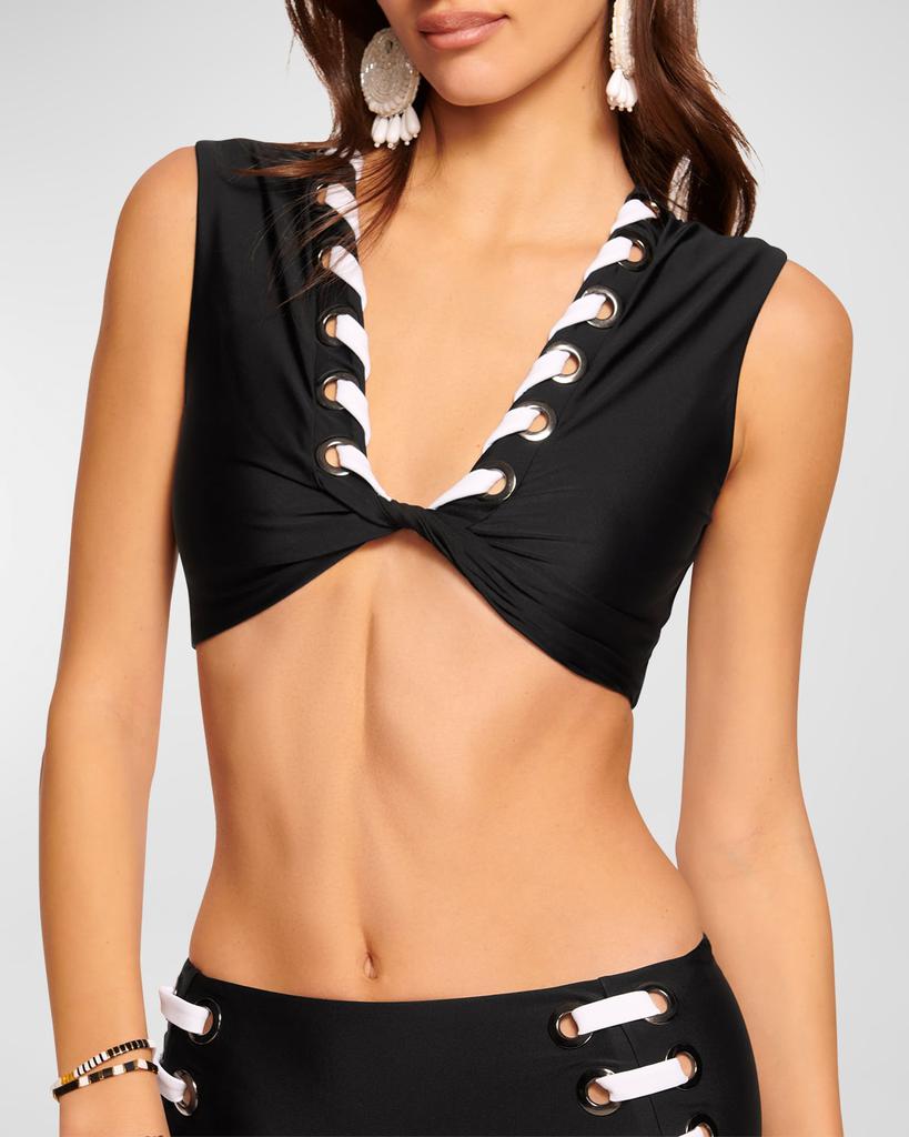 Ramy Brook Dorothea Lace-Up Bikini Top