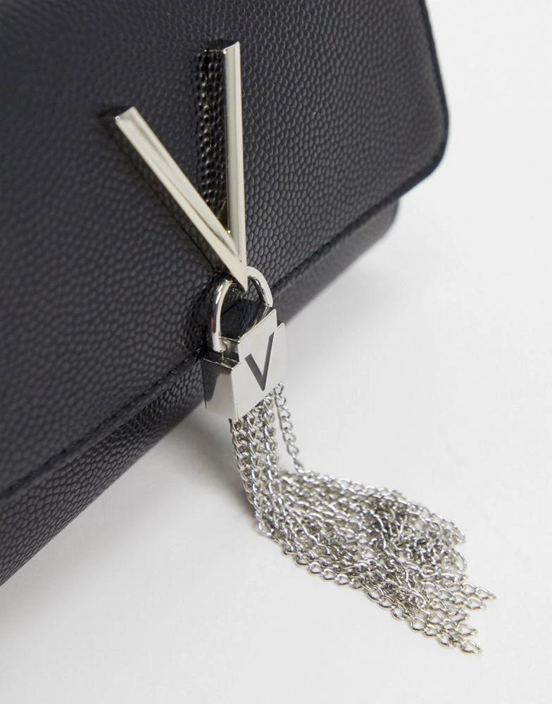 Mario Valentino Valentino Divina foldover tassel detail cross body bag in black 4