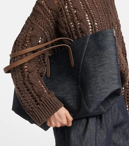 Brunello Cucinelli Duo Large denim tote bag 7