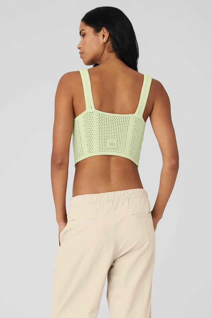 Alo Yoga Open-Knit Chase The Sun Corset Tank - Iced Green Tea