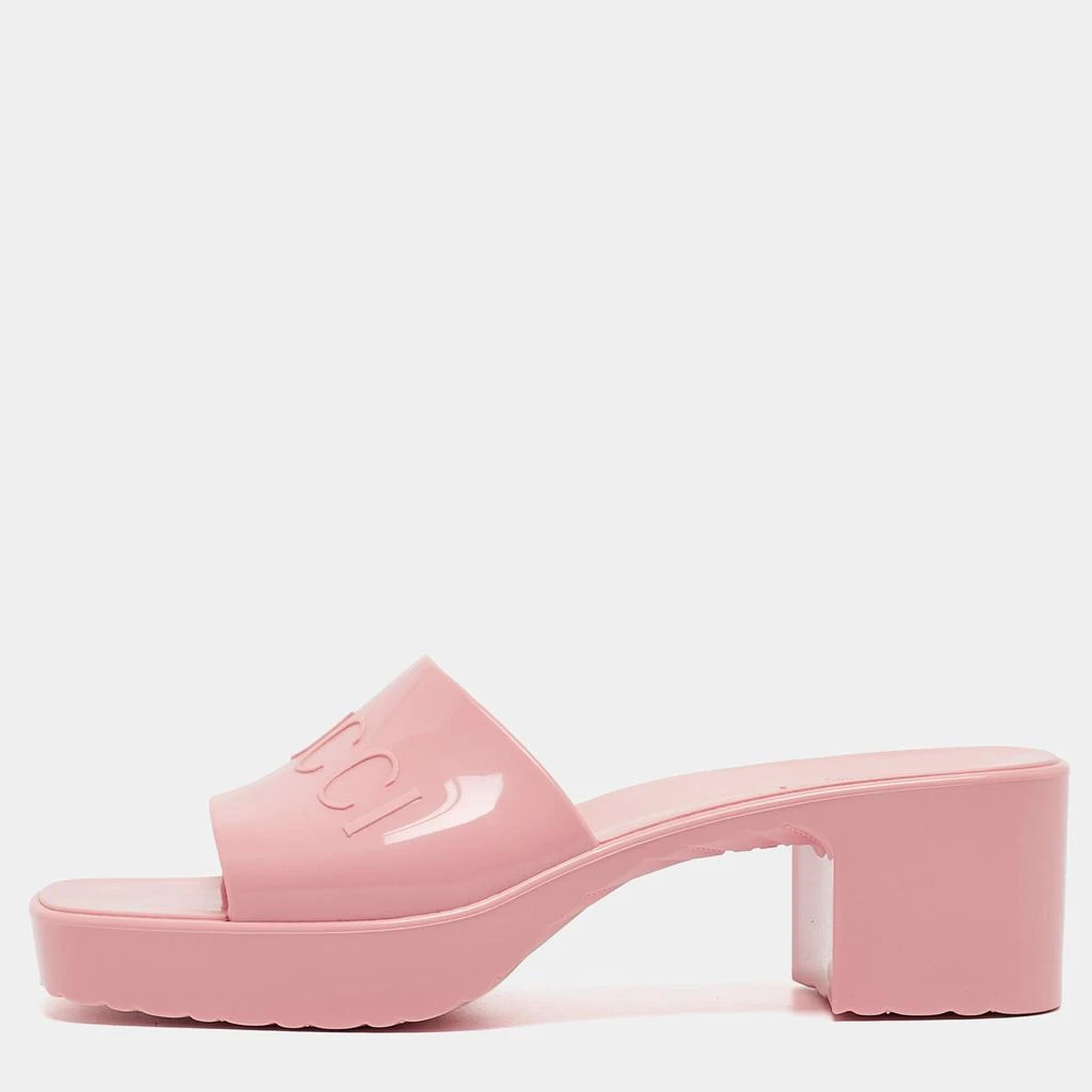 Gucci Gucci Pink Rubber Logo Mules Size 36 1