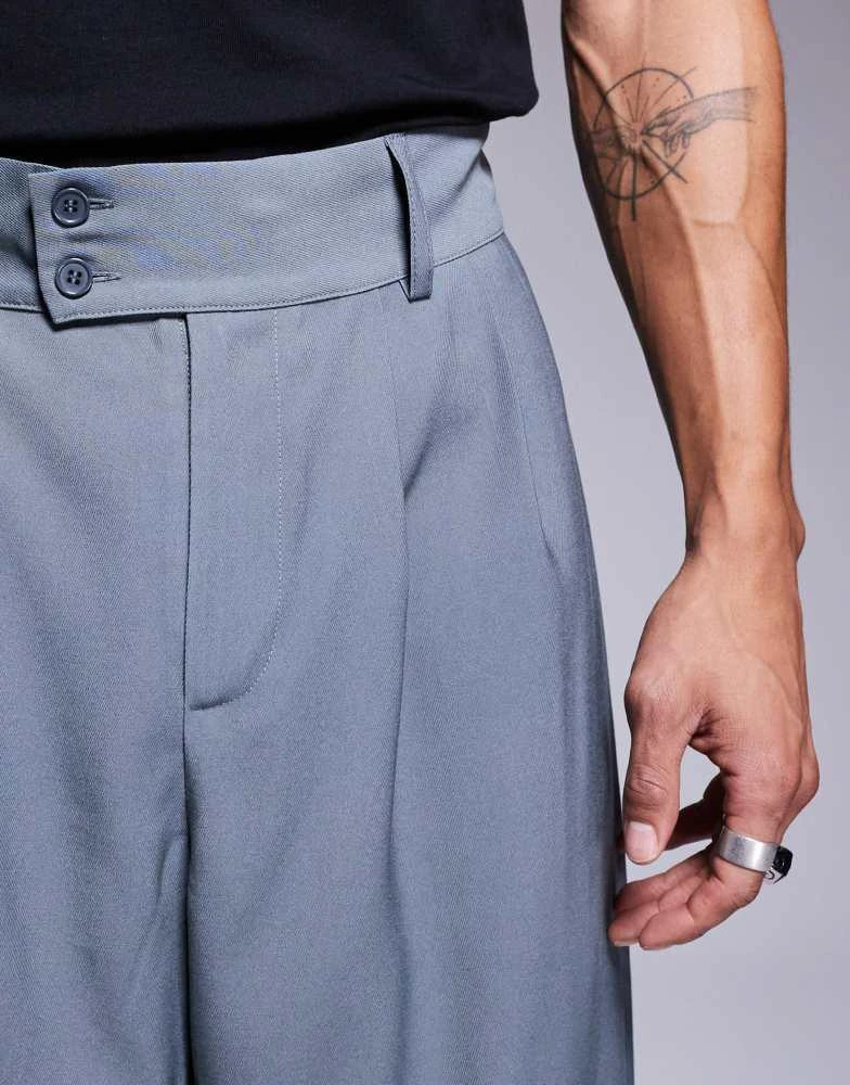 ASOS ASOS DESIGN loose fit smart trousers with wide waistband in grey 2