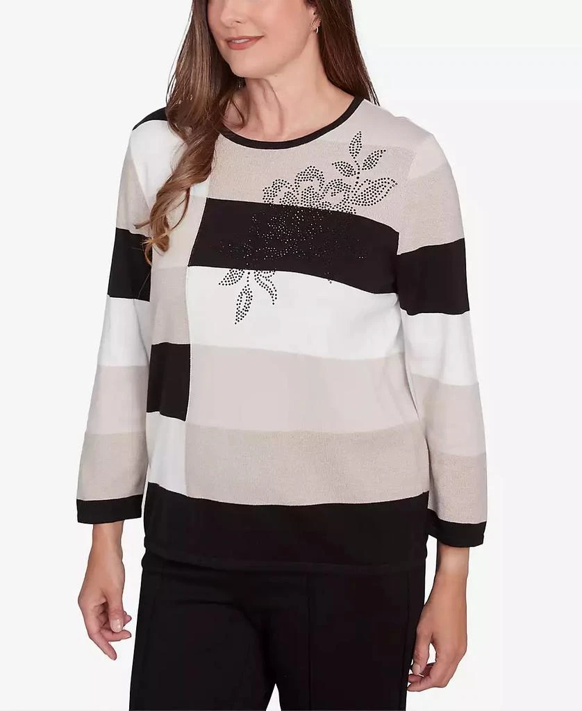 Alfred Dunner Women's Romancing the Stone Beaded Colorblocked Sweater 3