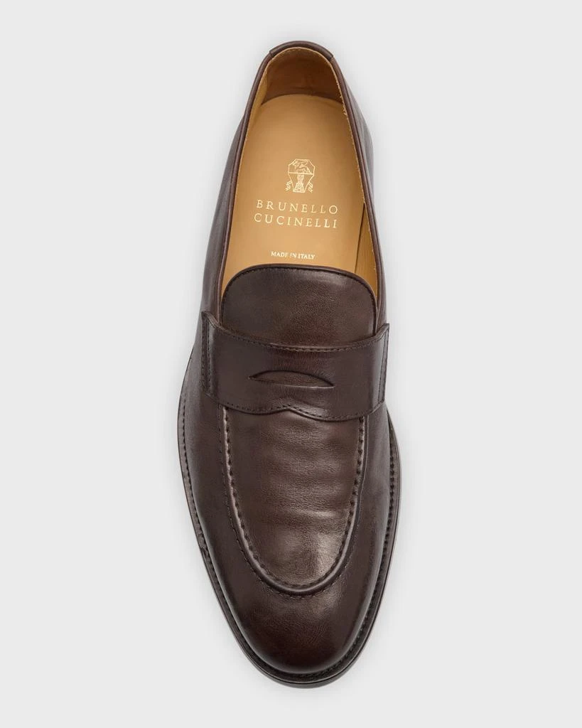 Brunello Cucinelli Men's Leather Penny Loafers 7