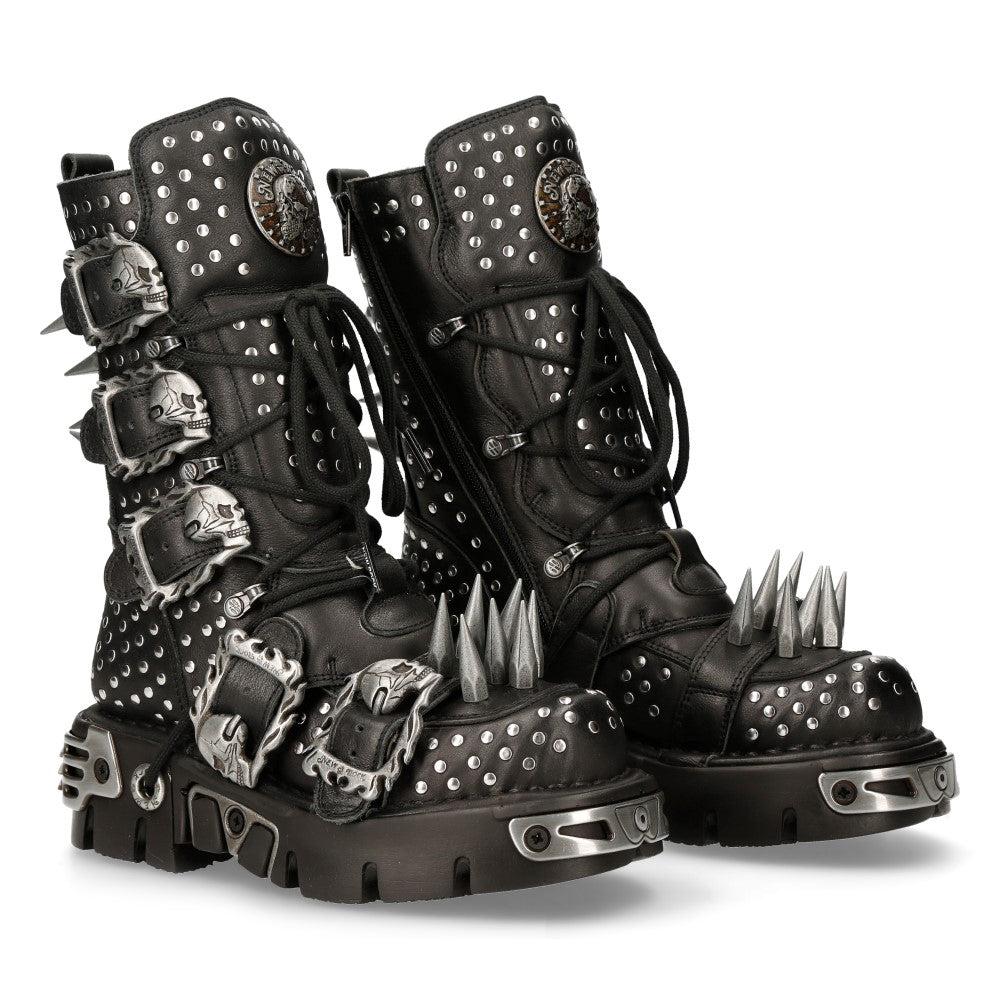 NewRock 1535-S1 Punk High Boots With Metal Spikes